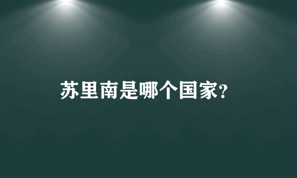 苏里南是哪个国家？