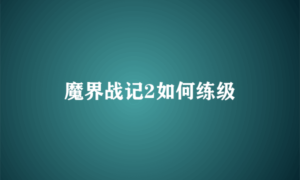 魔界战记2如何练级