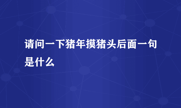 请问一下猪年摸猪头后面一句是什么