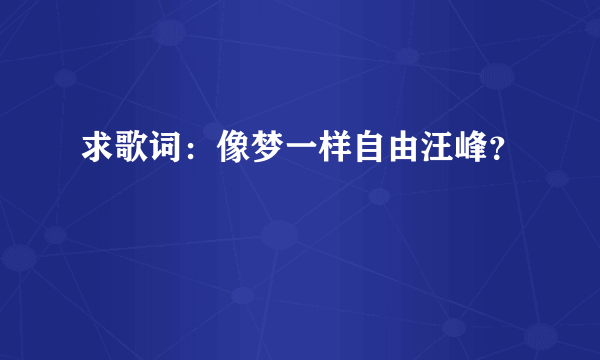 求歌词：像梦一样自由汪峰？