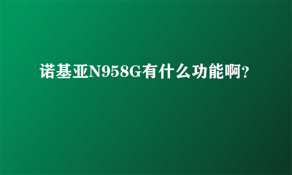 诺基亚N958G有什么功能啊？