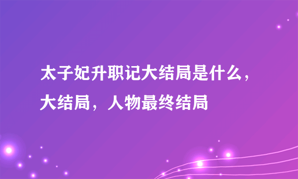 太子妃升职记大结局是什么，大结局，人物最终结局