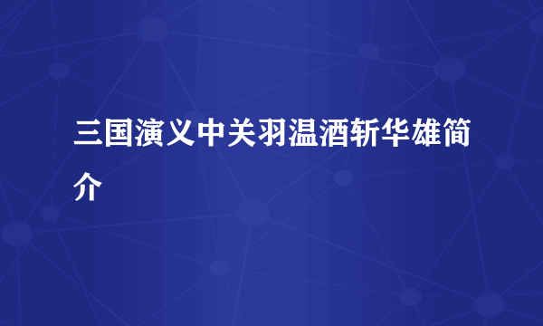 三国演义中关羽温酒斩华雄简介