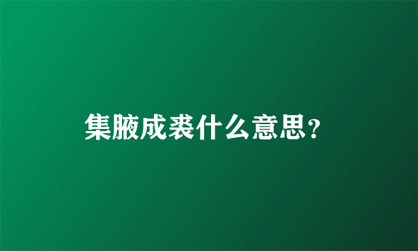 集腋成裘什么意思？