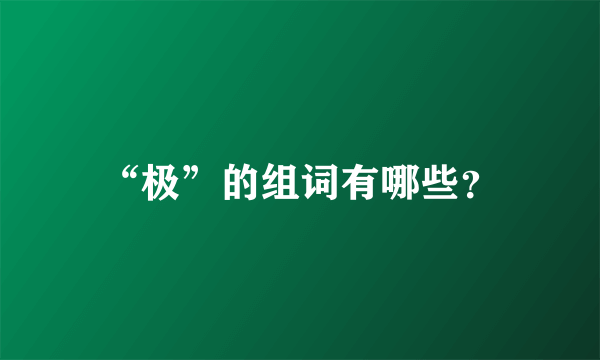 “极”的组词有哪些？