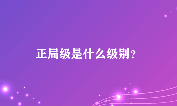 正局级是什么级别？