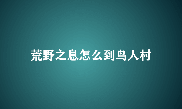 荒野之息怎么到鸟人村