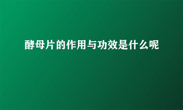酵母片的作用与功效是什么呢
