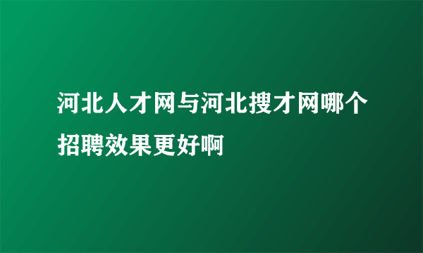 河北人才网与河北搜才网哪个招聘效果更好啊