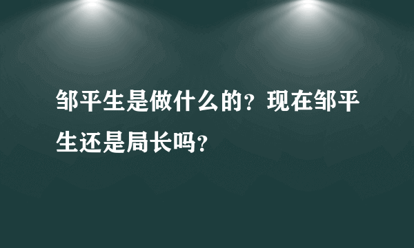 邹平生是做什么的？现在邹平生还是局长吗？