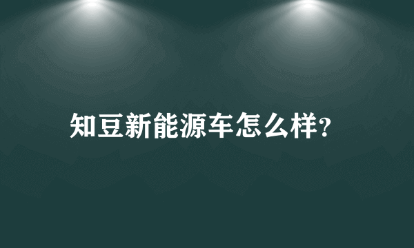 知豆新能源车怎么样？