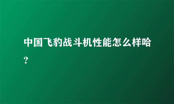中国飞豹战斗机性能怎么样哈？
