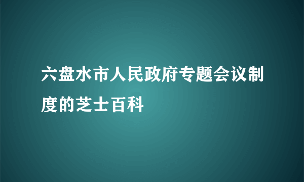 六盘水市人民政府专题会议制度的芝士百科