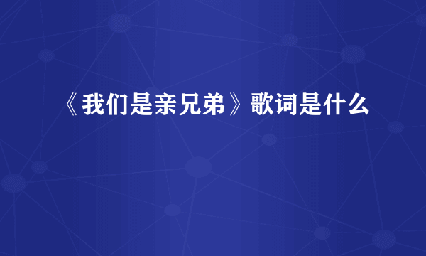 《我们是亲兄弟》歌词是什么