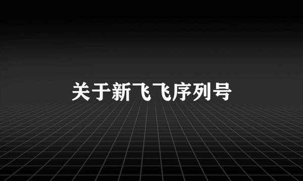 关于新飞飞序列号