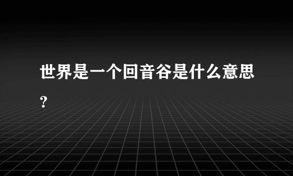 世界是一个回音谷是什么意思？