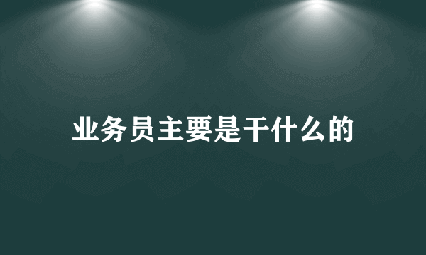 业务员主要是干什么的