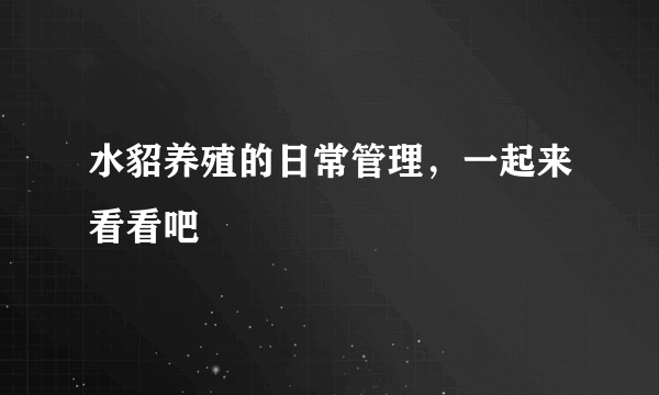 水貂养殖的日常管理，一起来看看吧
