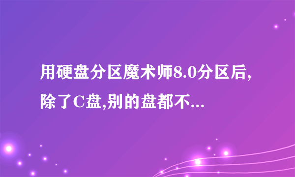 用硬盘分区魔术师8.0分区后,除了C盘,别的盘都不见了怎么处理!