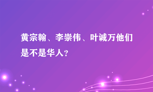 黄宗翰、李崇伟、叶诚万他们是不是华人？