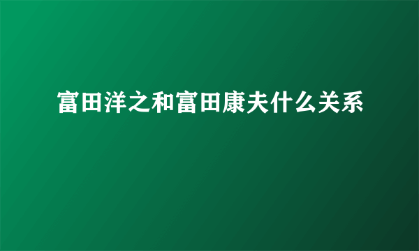 富田洋之和富田康夫什么关系