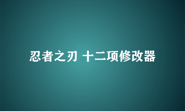 忍者之刃 十二项修改器