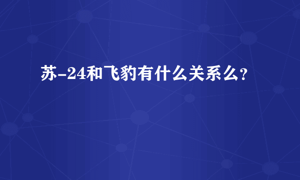 苏-24和飞豹有什么关系么？