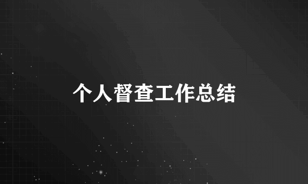 个人督查工作总结