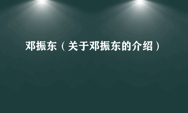 邓振东（关于邓振东的介绍）