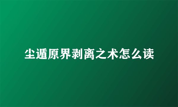 尘遁原界剥离之术怎么读