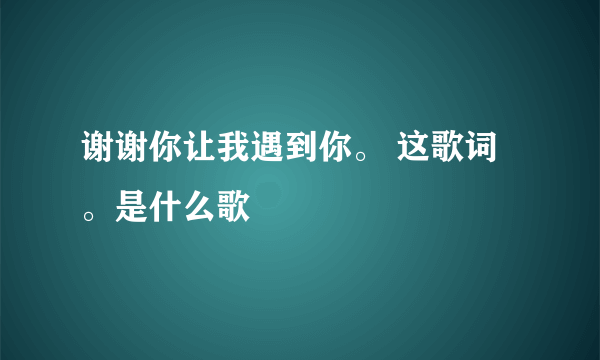 谢谢你让我遇到你。 这歌词。是什么歌