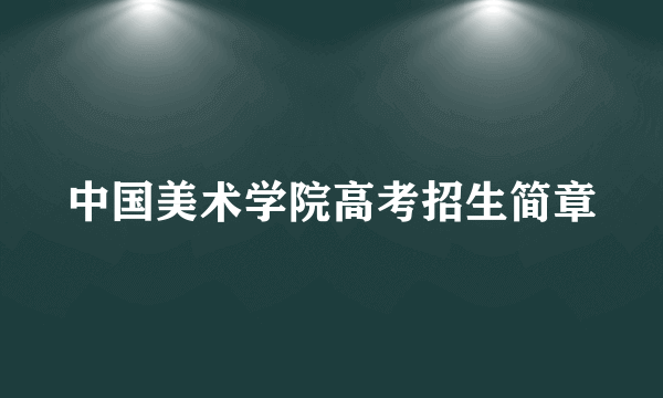中国美术学院高考招生简章