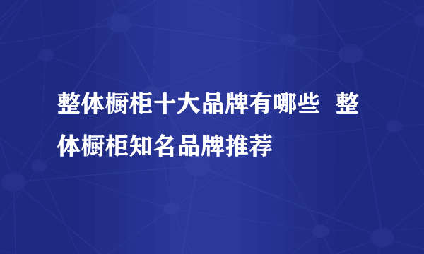 整体橱柜十大品牌有哪些  整体橱柜知名品牌推荐