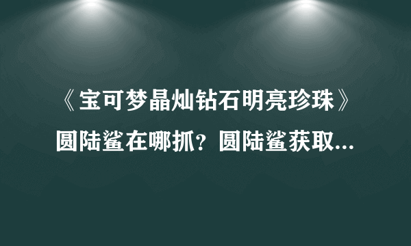 《宝可梦晶灿钻石明亮珍珠》圆陆鲨在哪抓？圆陆鲨获取方法分享