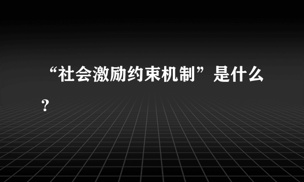 “社会激励约束机制”是什么？