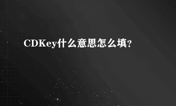 CDKey什么意思怎么填？