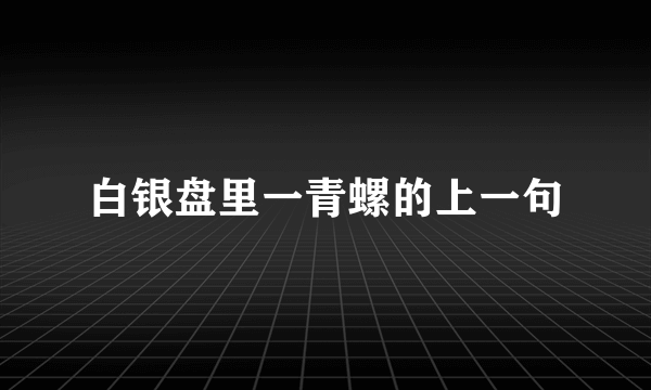白银盘里一青螺的上一句