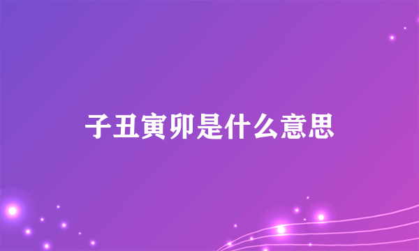 子丑寅卯是什么意思
