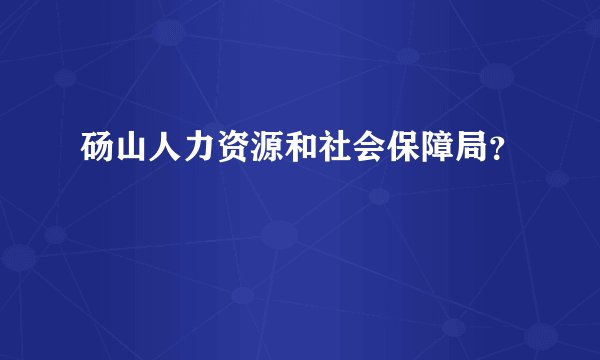 砀山人力资源和社会保障局？