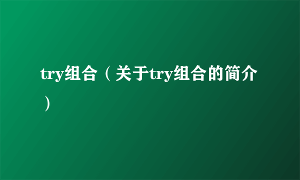 try组合（关于try组合的简介）