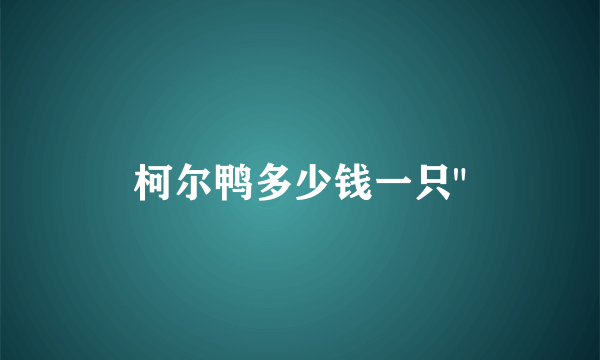 柯尔鸭多少钱一只