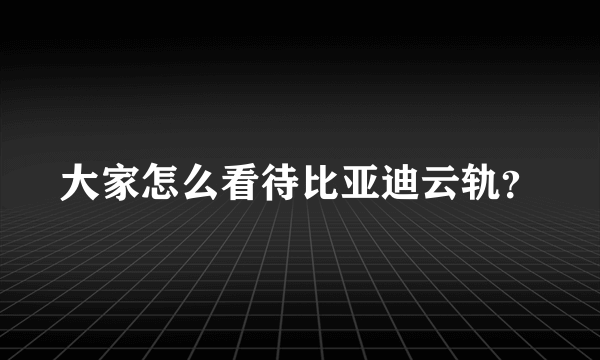 大家怎么看待比亚迪云轨？