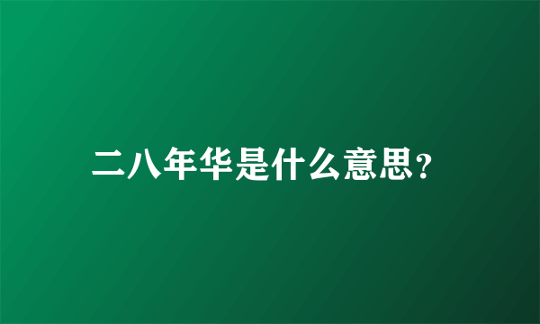 二八年华是什么意思？