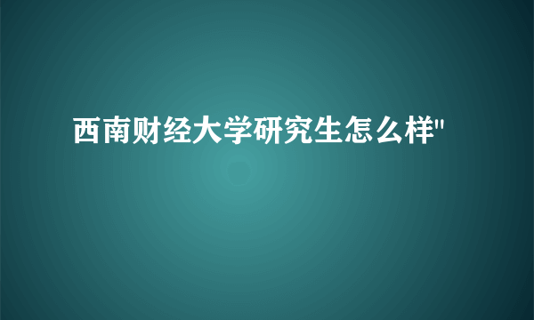 西南财经大学研究生怎么样