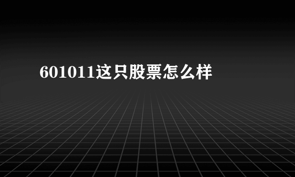 601011这只股票怎么样