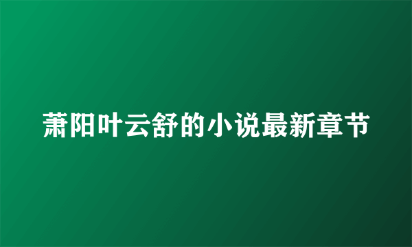 萧阳叶云舒的小说最新章节