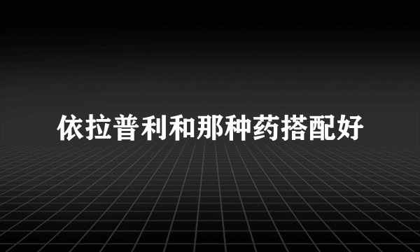 依拉普利和那种药搭配好