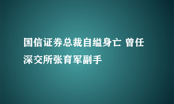 国信证券总裁自缢身亡 曾任深交所张育军副手