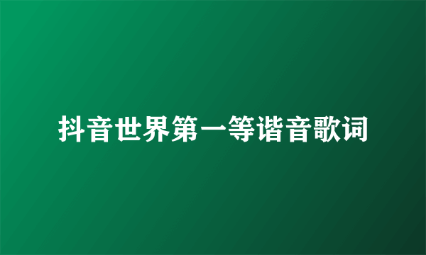 抖音世界第一等谐音歌词