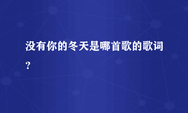 没有你的冬天是哪首歌的歌词？